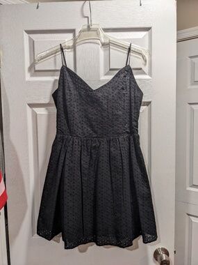 H&M Black Cotton Eyelet Dress women's size medium